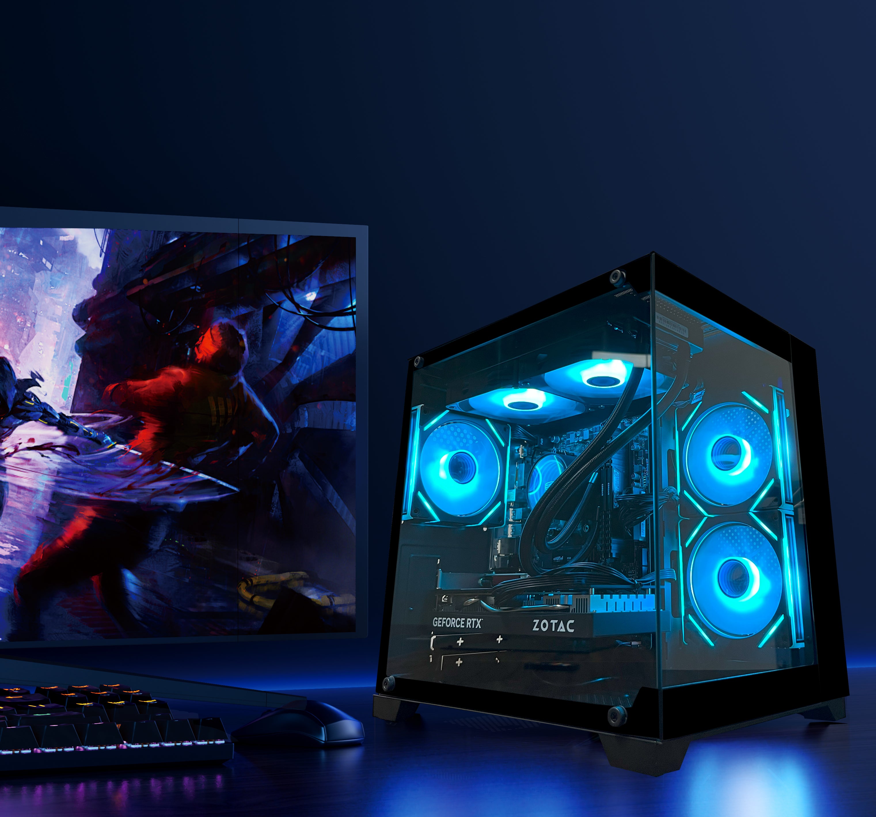 YAWYORE Gaming PC Desktop,AMD Ryzen 7 5700X,RTX5060 8G,MSI B550M,32GB DDR4 3200 RAM and 1TB M.2 NVMe PCle4.0,Liquid Cooler ARGB FAN,Wi-Fi+BT,Game Design Office console,Sea View Room,Prebuilt Gaming PC