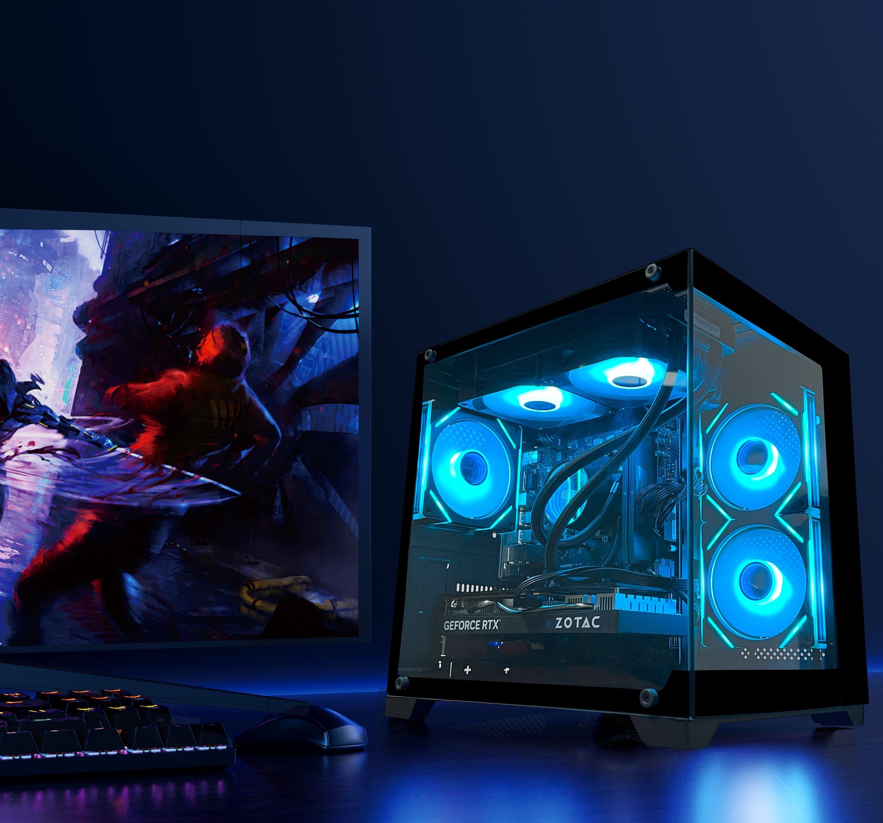 YAWYORE Gaming PC Desktop,AMD Ryzen 5 9600X,RTX5060 8G,MSI B650M,32GB DDR5 6000 RAM and 1TB M.2 NVMe PCle4.0,Liquid Cooler ARGB FAN,Wi-Fi+BT,Game Design Office console,Sea View Room,Prebuilt Gaming PC