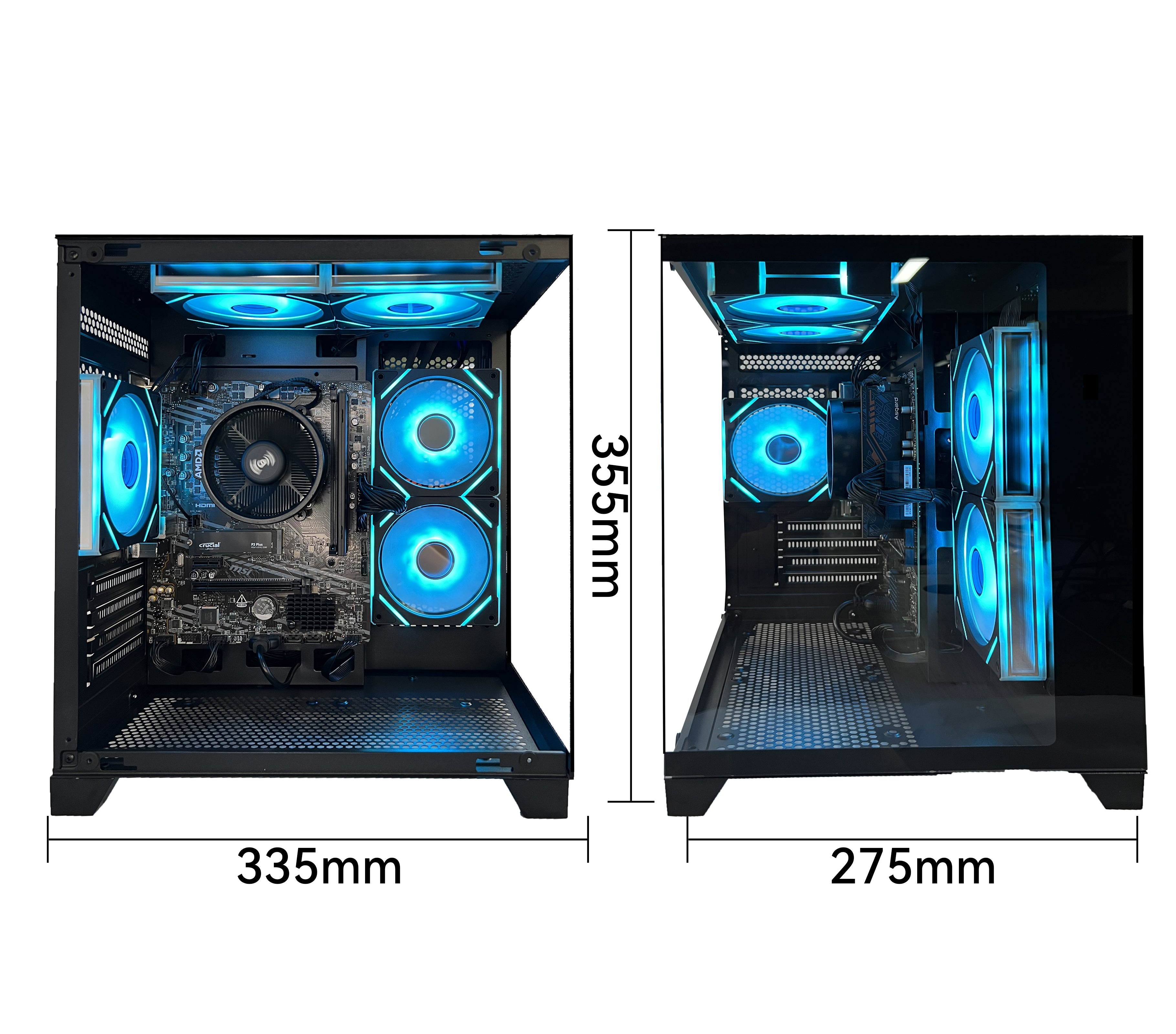 YAWYORE Gaming PC Desktop Computer,AMD Ryzen 5 5600GT,16GB RAM and 1TB M.2 NVMe PCle4.0,ARGB FAN,Wi-Fi+BT,Game Design Office console,Sea View Room,Prebuilt Gaming PC