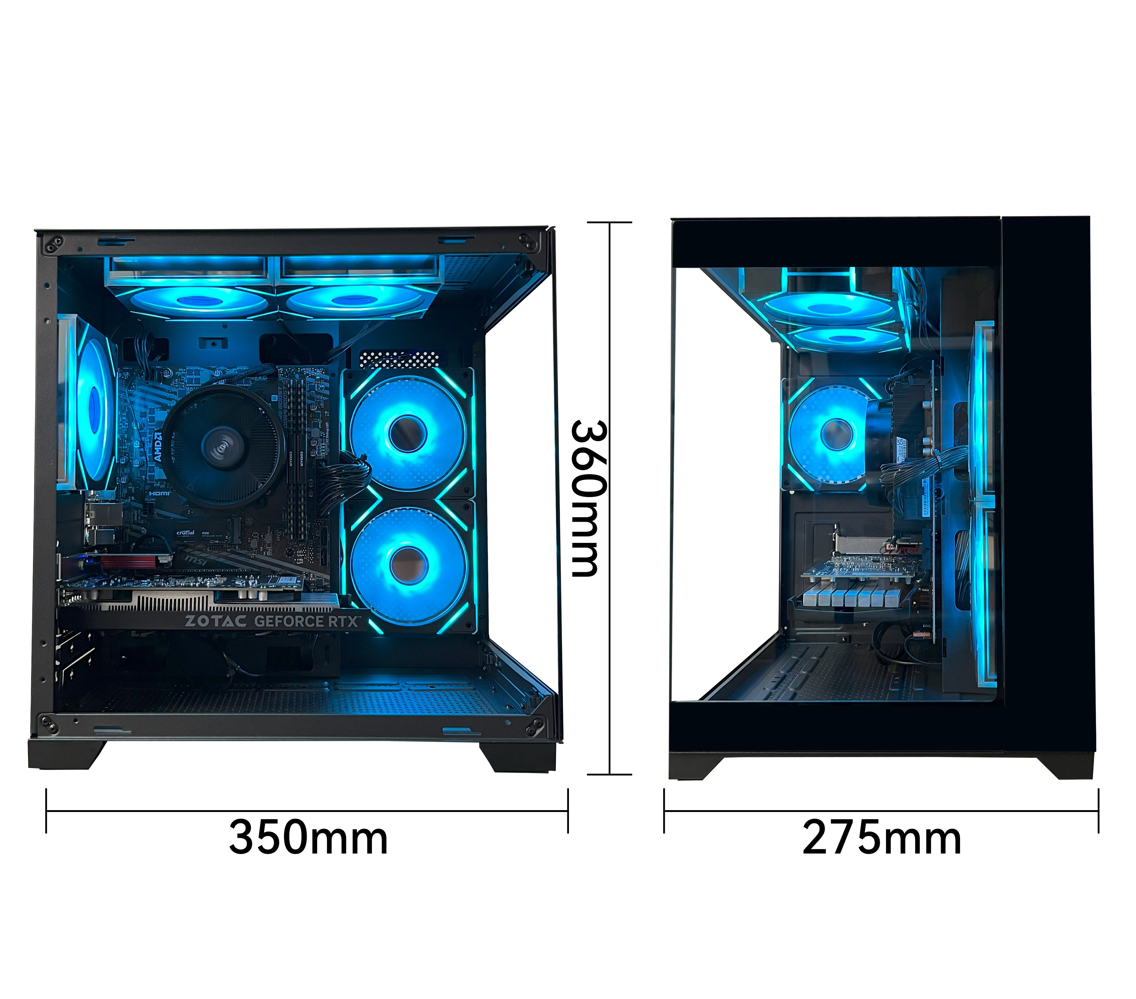 YAWYORE Gaming PC Desktop Computer,AMD Ryzen 5 5600,RTX3050 6GB,32GB DDR4 RAM and 1TB M.2 NVMe PCle4.0,ARGB FAN,WiFi+BT,Game Design Office console,Sea View Room,Prebuilt Gaming PC