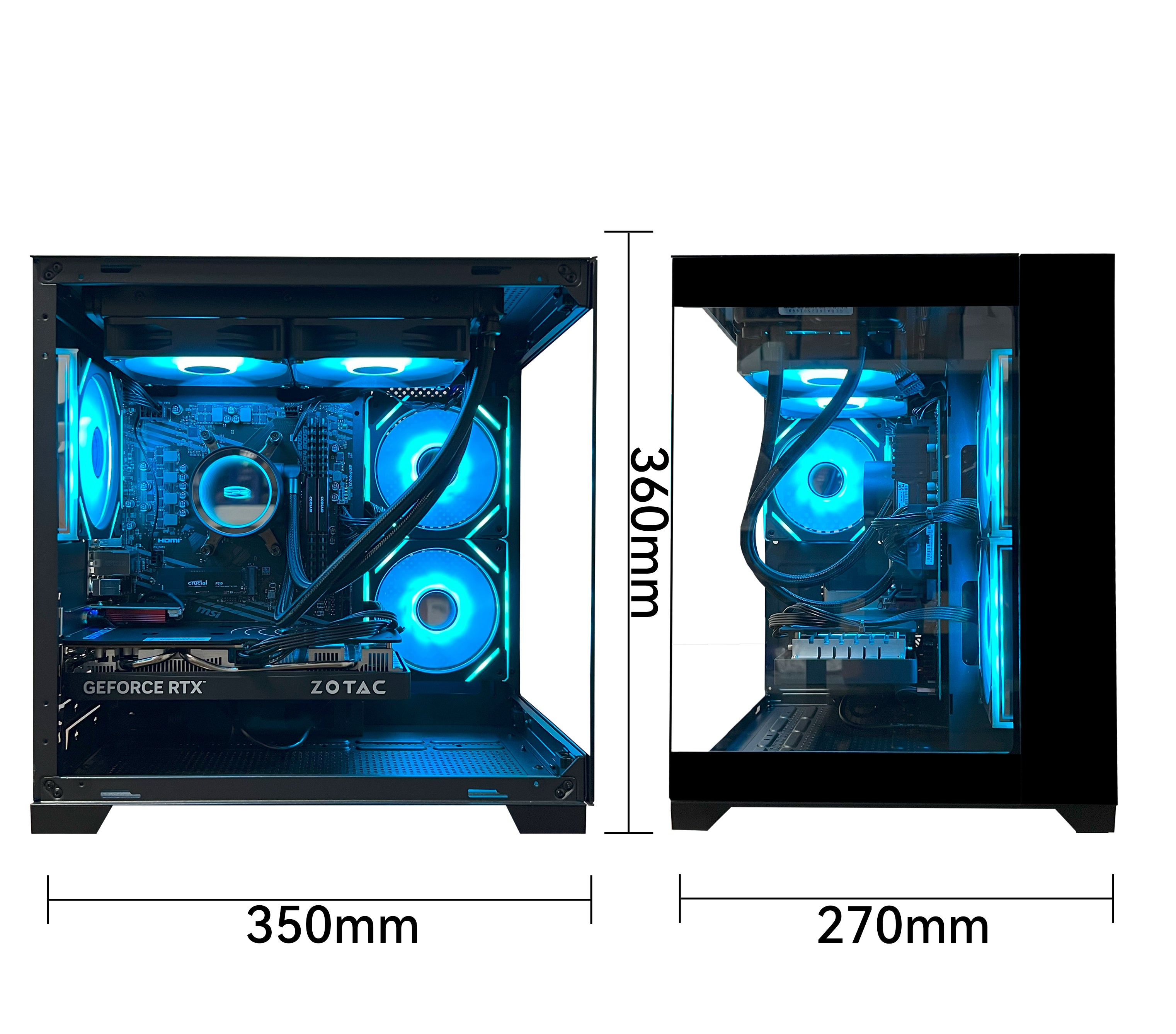 YAWYORE Gaming PC Desktop,AMD Ryzen 7 5700X,RTX5060 8G,MSI B550M,32GB DDR4 3200 RAM and 1TB M.2 NVMe PCle4.0,Liquid Cooler ARGB FAN,Wi-Fi+BT,Game Design Office console,Sea View Room,Prebuilt Gaming PC