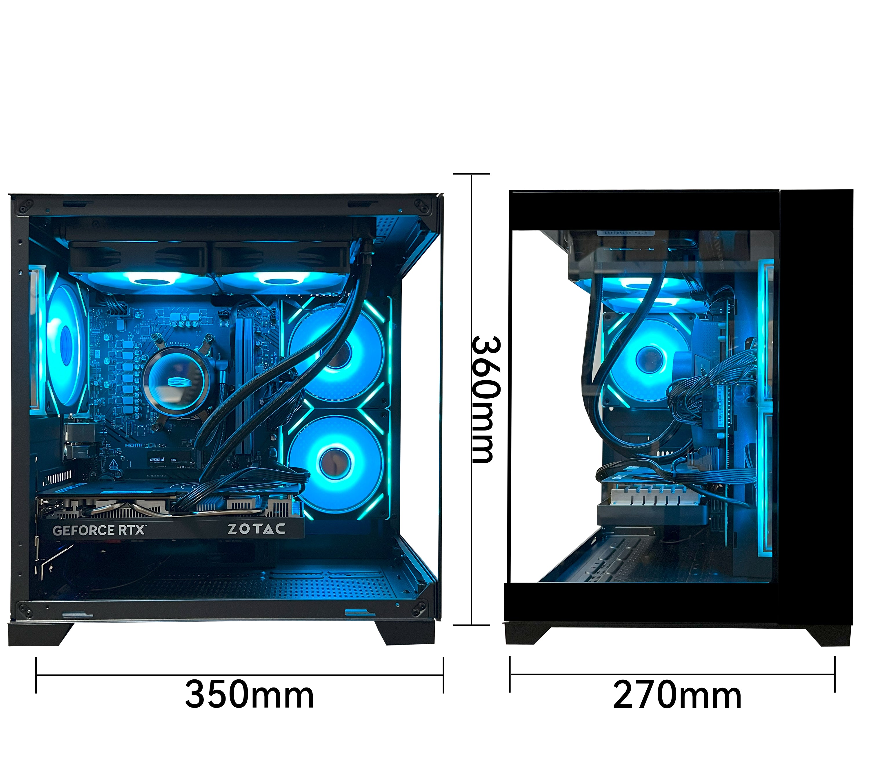 YAWYORE Gaming PC Desktop,AMD Ryzen 5 9600X,RTX5060 8G,MSI B650M,32GB DDR5 6000 RAM and 1TB M.2 NVMe PCle4.0,Liquid Cooler ARGB FAN,Wi-Fi+BT,Game Design Office console,Sea View Room,Prebuilt Gaming PC